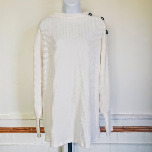 Sanctuary Tops - Sanctuary Womens Top Medium High Standards Waffle Knit Tunic Long Sleeves Ivory